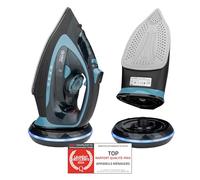 TZS First Austria Fer à Repasser Sans Fil, 2200-2400W, avec Réservoir d'Eau de 450ml, Semelle en Céramique, Température et Intensité de Vapeur Réglables Manuellement, Anti-Calc, Noir et Bleu