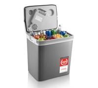 TZS First Austria Glacière Électrique 25L - Triple Alimentation avec USB-C PD 3.0 - Refroidissement & Chauffage - 12V/230V/USB-C - Mini-bar Mobile - Gris