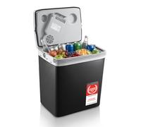 TZS First Austria - Glacière Électrique 32L - Triple Alimentation avec USB-C PD 3.0 - Refroidissement & Chauffage - 12V/230V/USB-C - Mini-bar Mobile - Noir/Gris