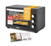TZS First Austria - Mini-Four 35L 1600W - Four à pizza avec réglage de la température jusqu'à 230°C et revêtement antiadhésif - Avec minuteur de 60 min, 3 hauteurs d'insertion, plaque et grille