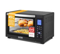 TZS First Austria - Mini-Four 45L 2000W Affichage digital - Four à pizza température jusqu'à 230°C et 8 modes - Avec minuterie de 180 min, 4 hauteurs d'insertion, plaque, grille & tournebroche rotatif
