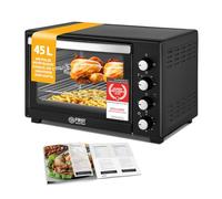 TZS First Austria - Mini-Four 45L 2000W - Four à pizza avec température jusqu'à 230°C et revêtement antiadhésif - Avec minuteur de 60 min, 4 hauteurs d'insertion, plaque, grille & tournebroche rotatif