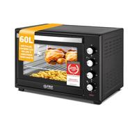 TZS First Austria - Mini-Four 60L 2000W - Four spacieux pour pizza avec température jusqu'à 230°C et 6 modes - Avec minuterie de 60 min, 4 hauteurs d'insertion, plaque, grille et tournebroche rotatif