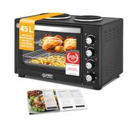 TZS First Austria - Mini-Four avec plaques de cuisson 45L 3200 W - Four à pizza jusqu'à 230°C & revêtement antiadhésif - Multifonction avec 4 hauteurs d'insertion & accessoires de haute qualité