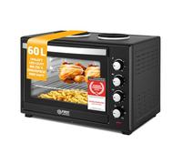 TZS First Austria - Mini-Four avec plaques de cuisson 60L 3200 W - Four à pizza jusqu'à 230°C et 6 modes de chauffage - Four multifonction avec 4 hauteurs d'insertion et accessoires de haute qualité