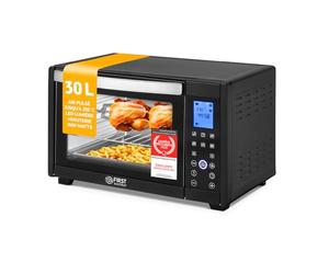 TZS First Austria - Mini-Four Numérique 30L 1600W Four avec réglage de la température jusqu'à 230°C, Avec minuteur de 60 min, 3 hauteurs d'insertion, plaque et grille, Pour petites cuisines et camping