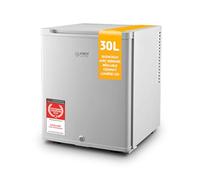 TZS First Austria - Mini réfrigérateur 30L complètement silencieux - Petit mini-frigo avec porte réversible et lumière intérieure - Minibar pour camping, bureau, chambre & hôtel - Gris