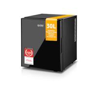 TZS First Austria - Mini Réfrigérateur 30L - Silencieux - Façade vitrée Sans Compresseur, Porte réversible, technologie thermoélectrique sans vibrations, 4 clayettes avec porte-bouteille