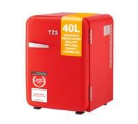 TZS First Austria - Mini Réfrigérateur Rétro 40L silencieux - Petit Minifrigo design vintage avec lumière intérieure et 2 compartiments de porte - Minibar pour camping, bureau, chambre & hôtel - rouge
