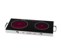 TZS First Austria - Plaque de cuisson double infrarouge vitrocéramique TOUS types de casseroles 2800W - Mini réchaud électrique pour déménagement, camping & maison - Réglage continu et témoin contrôle