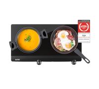 TZS First Austria Plaque de Cuisson Vitrocéramique 2 Feux, 2500W, Infrarouge, Plaque Electrique avec 2 Plaques Chauffantes de 15 cm, Convient à Toutes les Casseroles et Poêles Courantes