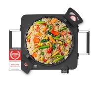 TZS First Austria - Plaque Infrarouge 1500W - Plaque vitrocéramique pour tous types de casseroles - Réchaud électrique avec poignées, réglage continu & témoin lumineux - Ø 220 mm - Noir