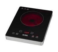 TZS First Austria Plaque de cuisson Électrique, 2000W, Noir, Table de Cuisson Vitrocéramique avec Infrarouge, Diamètre de 17,5cm, Panneau de commande tactile, Acier inoxydable, pour Camping