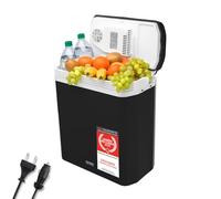 TZS First Austria - Réfrigérateur portable 24L électrique 12V 230V prise voiture & standard - Box thermoélectrique refroidit & chauffe - Glacière avec poignée - Pour camping, festival, voyages - Noir