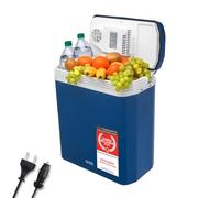 TZS First Austria - Réfrigérateur portable 24L électrique 12V 230V prise voiture & standard - Box thermoélectrique refroidit & chauffe - Glacière avec poignée - Pour camping, festival, voyages - Bleu