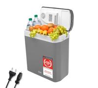 TZS First Austria - Réfrigérateur portable 24L électrique 12V 230V prise voiture & standard - Box thermoélectrique refroidit & chauffe - Glacière avec poignée - Pour camping, festival, voyages - Gris