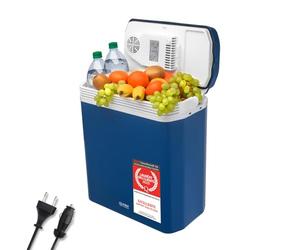 TZS First Austria - Réfrigérateur portable 24L électrique 12V 230V prise voiture & standard - Box thermoélectrique refroidit & chauffe - Glacière avec poignée - Pour camping, festival, voyages - Bleu