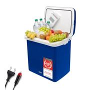 TZS First Austria - Réfrigérateur portable 32L électrique 12V 230V prise voiture & standard - Box thermoélectrique refroidit & chauffe - Glacière avec poignée - Pour camping, festival, voyages - Bleu