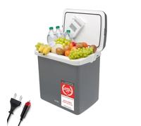 TZS First Austria - Réfrigérateur portable 32L électrique 12V 230V prise voiture & standard - Box thermoélectrique refroidit & chauffe - Glacière avec poignée - Pour camping, festival, voyages - Gris