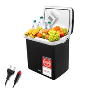 TZS First Austria - Réfrigérateur portable 32L électrique 12V 230V prise voiture & standard - Box thermoélectrique refroidit & chauffe - Glacière avec poignée - Pour camping, festival, voyages - Noir