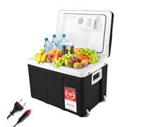 TZS First Austria - Réfrigérateur portable 45L électrique 12V 230V prise voiture & standard - Box thermoélectrique refroidit & chauffe - Glacière avec roues - Pour camping, festival, voyages - Noir
