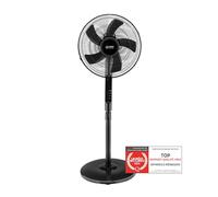 TZS First Austria Ventilateur sur pied télécommande | Hauteur réglable 135cm | Silencieux | Inclinaison 20° | Oscillation 100° | Minuteur | 3 vitesses | Noir