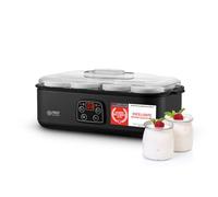 TZS First Austria - Yaourtière électrique 25W avec 8 pots en verre de 180 ml pour jusqu'à 1,4L de yaourt fait maison - Avec température de 20-55°C, arrêt automatique et écran LCD - Gris