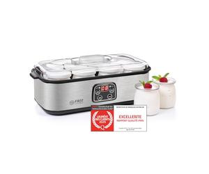 TZS First Austria - Yaourtière électrique 25W avec 8 pots en verre de 180 ml pour jusqu'à 1,4L de yaourt fait maison - Avec température de 20-55°C, arrêt automatique et écran LCD - Blanc