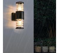 TZSMUM Exterieur LED Moderne Lampe Murale IP65 Étanche Éclairages Murales 3000K/4000K/6000K Dimmable Applique Murale Verre Abat-jour Industriel Vintage pour Entrée Terrasse Porche (A,Noir)