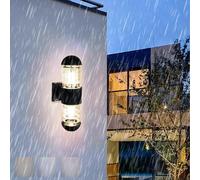 TZSMUM Exterieur LED Moderne Lampe Murale IP65 Étanche Éclairages Murales 3000K/4000K/6000K Dimmable Applique Murale Verre Abat-jour Industriel Vintage pour Entrée Terrasse Porche (B,Noir)