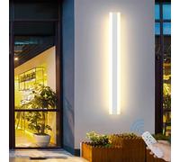TZSMUM LED Dimmable Applique Murale Exterieur Interieur avec Télécommande Terrasse Lampe Murale Extérieure Longue Barre Jardin IP65 Étanche Eclairage Mural Moderne pour Terrasse Garage Blanc (60CM)