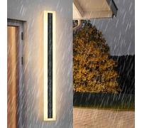TZSMUM LED Exterieur Longue Applique Murale Moderne IP65 Étanche Éclairages Murales Acrylique Aluminium Solaire Lampe Murale Noir Minimaliste Rectangulaire Design pour Couloir Villa (120cm,Noir)