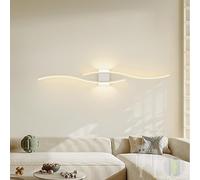 TZSMUM LED Moderne Applique Murale USB Rechargeable Éclairages Murales Alimenté Batterie Lampe Murale Acrylique Fer Longue Parallèle Design pour Intérieure Salon Escalier (60cm,Blanc Lumière Neutre)
