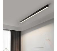 TZSMUM Moderne LED Long Plafonnier avec Télécommande Lampe de Plafond 2700K-6500K Dimmable Luminaire Plafonnier Aluminium Acrylique Linéaire Design pour Cuisine Couloir (120cm,Noir)