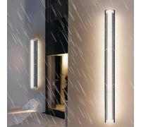 TZSMUM Solaire Applique Murale Exterieur avec Télécommande LED 2700K/6500K Lampe Murale Luminaire Mural IP65 Etanche Longue Aluminium Éclairage Mural pour Jardin Mur Clôture (Lumière Chaude,60cm)