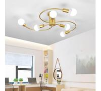 TZSMUM Sputnik Plafonnier E27 Soffitto Industriel Lampe de Plafond Vintage Design Luminaire Plafonnier Industriel Semi Encastré Metal pour Cuisine Salle à Manger Chambre (Or-Lumière Blanche,6 Lampe)