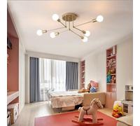 TZSMUM Sputnik Plafonnier Industriel E27 Lampe de Plafond Intérieur 6 Lumières Luminaire Plafonnier Vintage Semi Encastré Metal Design pour Salon Chambre Cuisine (Or,6 Lampe)