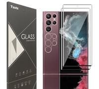 Tzstz 2+2 Pièces Verre Trempé pour Samsung Galaxy S22 Ultra Protection Écran ，3D Couverture Complète Film de Protection，Sans Bulles, Anti-Rayures，HD Film de Protection D'écran