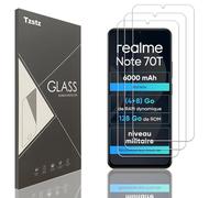 Tzstz 3 Pièces Verre Trempé D'écran Protecteur pour realme Note 70T Dureté 9H Anti Rayures HD Film de Protection D'écran