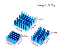 TZT-Dissipateur thermique en aluminium pour Raspberry Pi 4 4B,kit de refroidissement,modèle B,3 pièces - Type Bleu