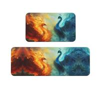 TZTTZT 2 Tapis de Cuisine Tapis de Cuisine Paon Rouge Bleu Antidérapant Lavable Anti-Fatigue pour Sol de Cuisine Décoration de la Maison