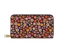 TZTTZT 70s Groovy Hippie Rétro Portefeuille Femme Portefeuille en Cuir Multi-Cartes Portefeuille Longue Portefeuille Femme