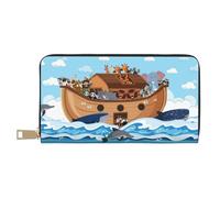 TZTTZT Animals on Noah's Ark Portefeuille en cuir pliable pour plusieurs cartes - Portefeuille long pour femme