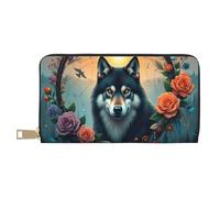 TZTTZT Blue Cool Wolf-H Portefeuille en cuir pour femme Motif loup