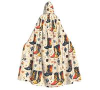 TZTTZT Cape de magicien à capuche pour homme et femme - Imprimé bottes de cowboy occidentales - Cape de vampire avec capuche - Noir