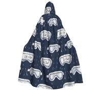 TZTTZT Cape de magicien à capuche pour homme et femme, lunettes de ski bleu marine, cape de vampire avec capuche de sorcière, costumes d'Halloween