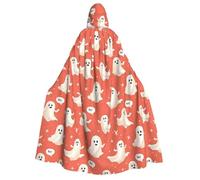 TZTTZT Cape de magicien à capuche unisexe avec fantôme blanc imprimé mignon, cape de vampire avec capuche, costume d'Halloween