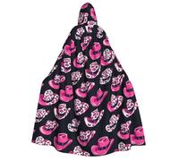 TZTTZT Cape de magicien à capuche unisexe - Chapeau de cowboy rose avec imprimé vache - Cape de vampire avec capuche - Costume d'Halloween