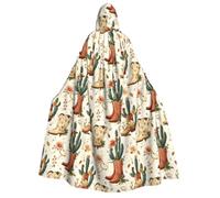 TZTTZT Cape de magicien avec capuche pour homme et femme - Bottes de cowboy cactus - Cape de vampire à capuche - Costume d'Halloween noir