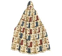 TZTTZT Cape de magicien avec capuche pour homme et femme - Bottes de cowboy colorées imprimées cape de vampire à capuche, costumes d'Halloween noir